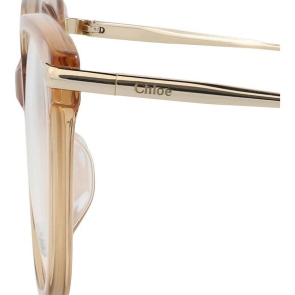 Chloé Womens Cat Eye Brown Gold Transparent Fashion Designer Eyewear - Picture 4 of 4